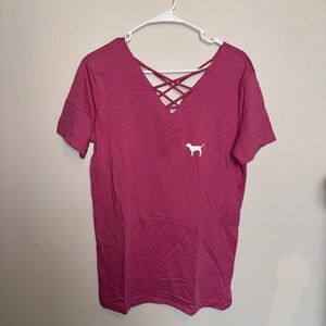 Pink VS V-Neck Crisscross Women's Top